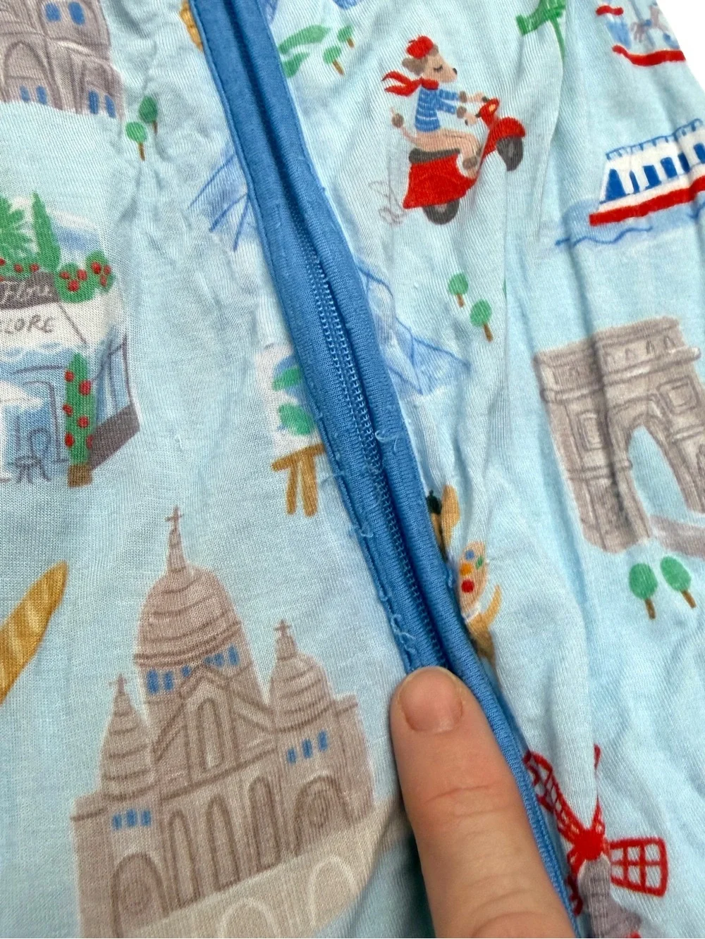 Little Sleepies Blue Weekend in Paris France French One-Piece Pajamas Bamboo